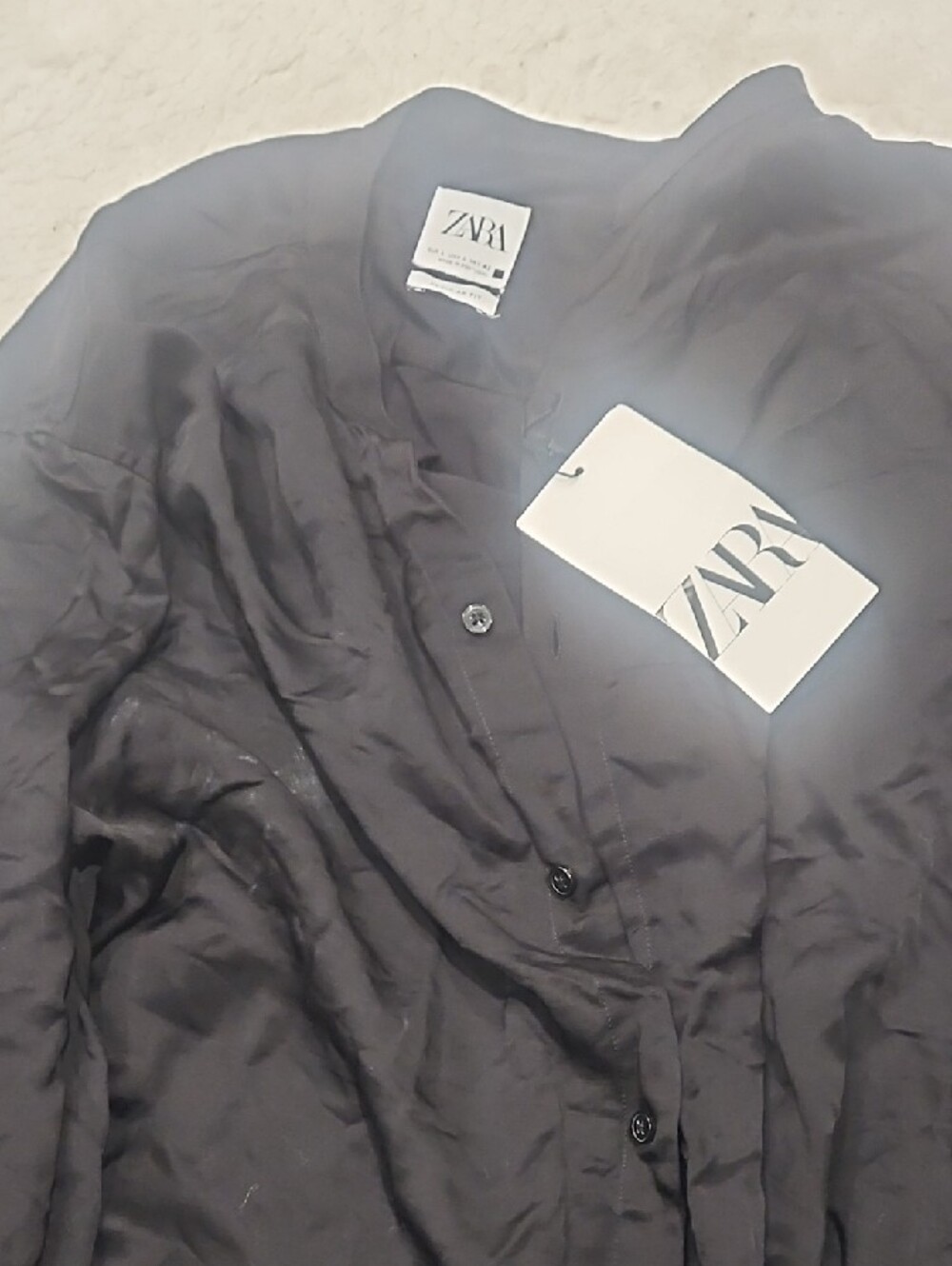 Zara Men Black Lightweight Button-Up Shirt Jacket - Picture 3 of 4